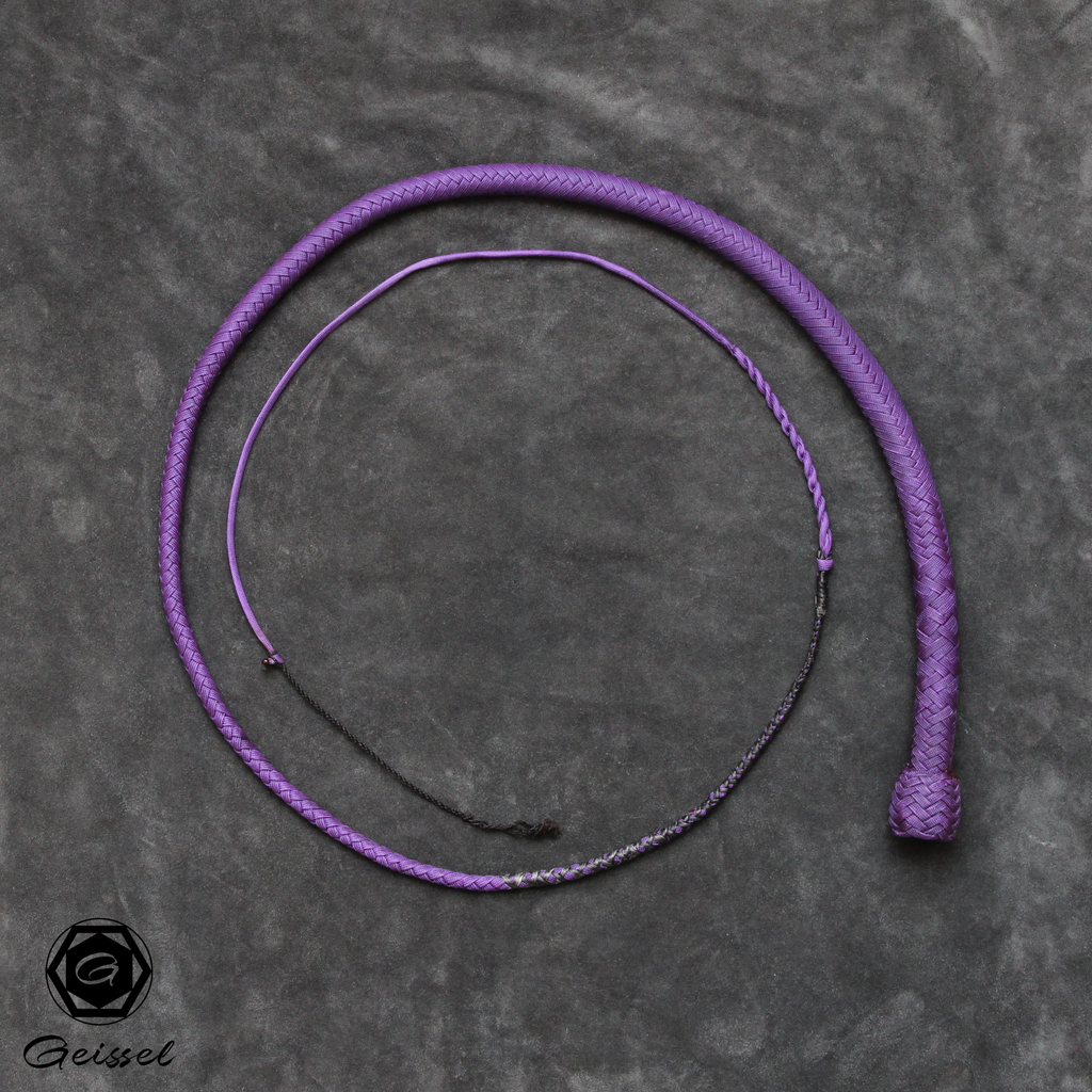 4ft nylon snake whip lila, fancy pattern, messing münze