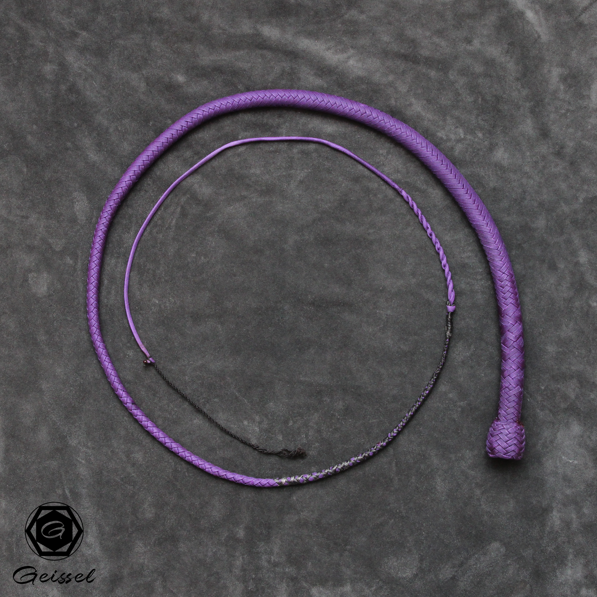 4ft nylon snake whip lila, fancy pattern, messing münze