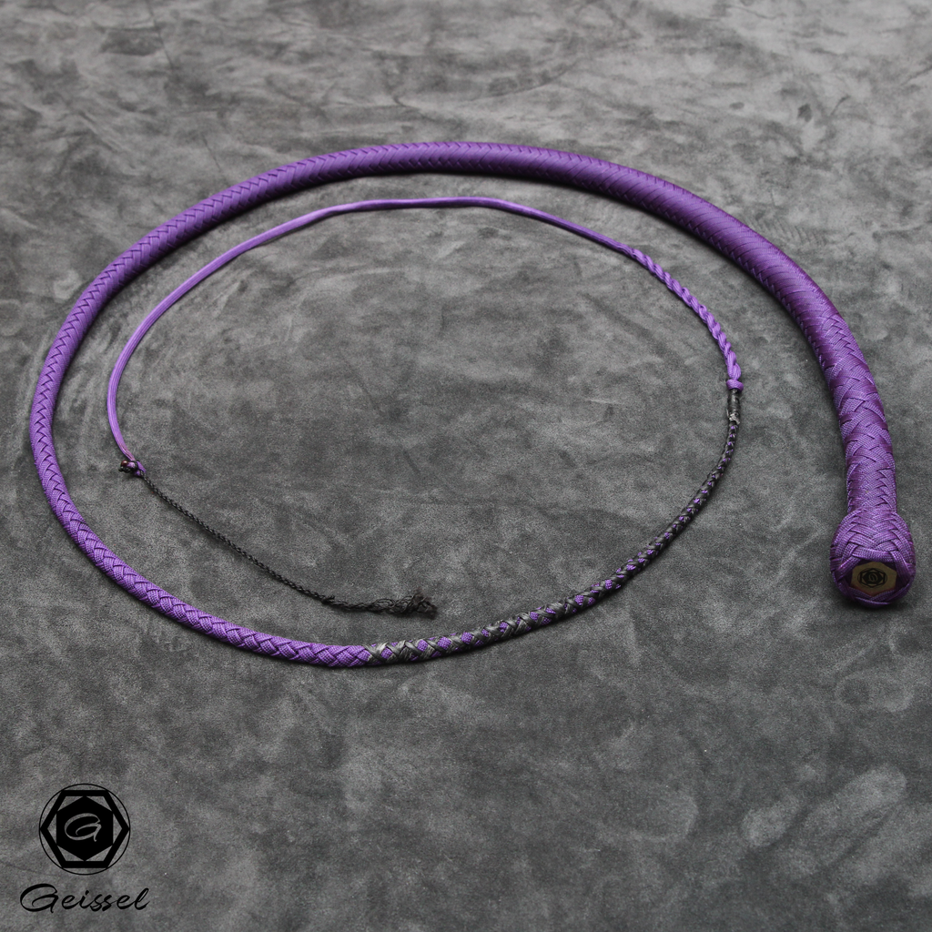 4ft nylon snake whip lila, fancy pattern, messing münze
