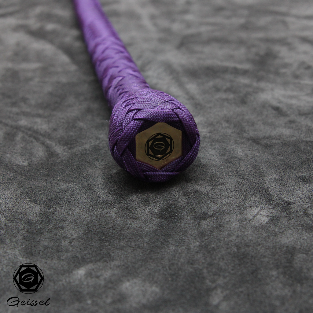 4ft nylon snake whip lila, fancy pattern, messing münze
