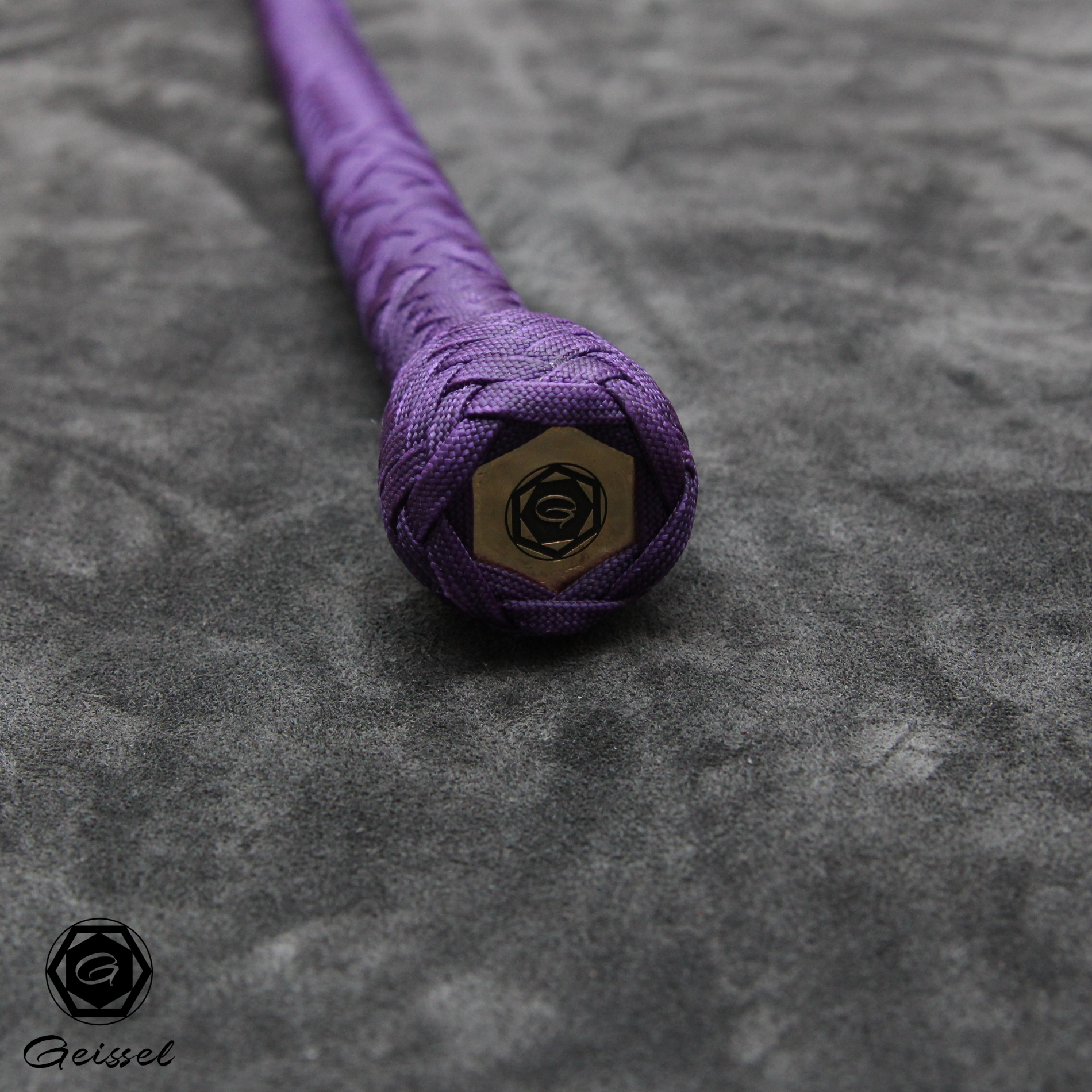 4ft nylon snake whip lila, fancy pattern, messing münze