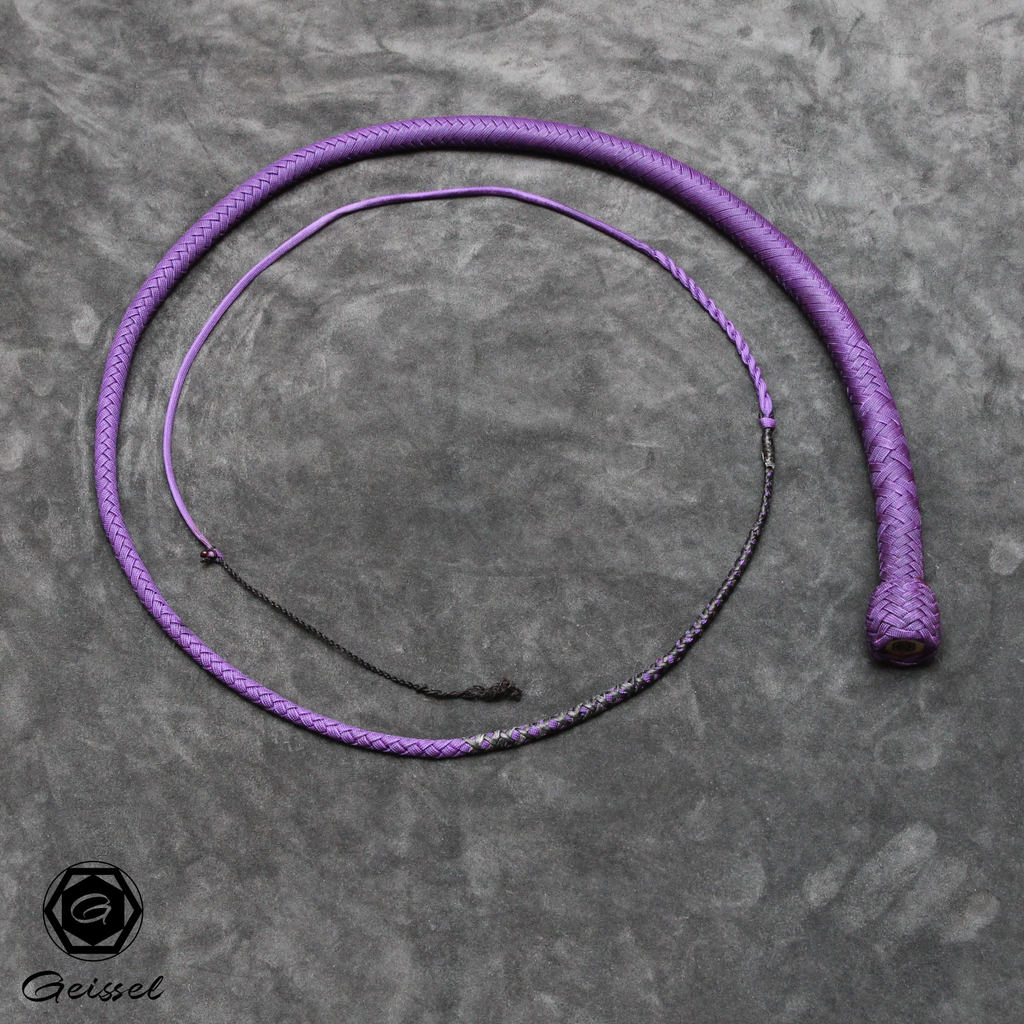 4ft nylon snake whip lila, fancy pattern, messing münze
