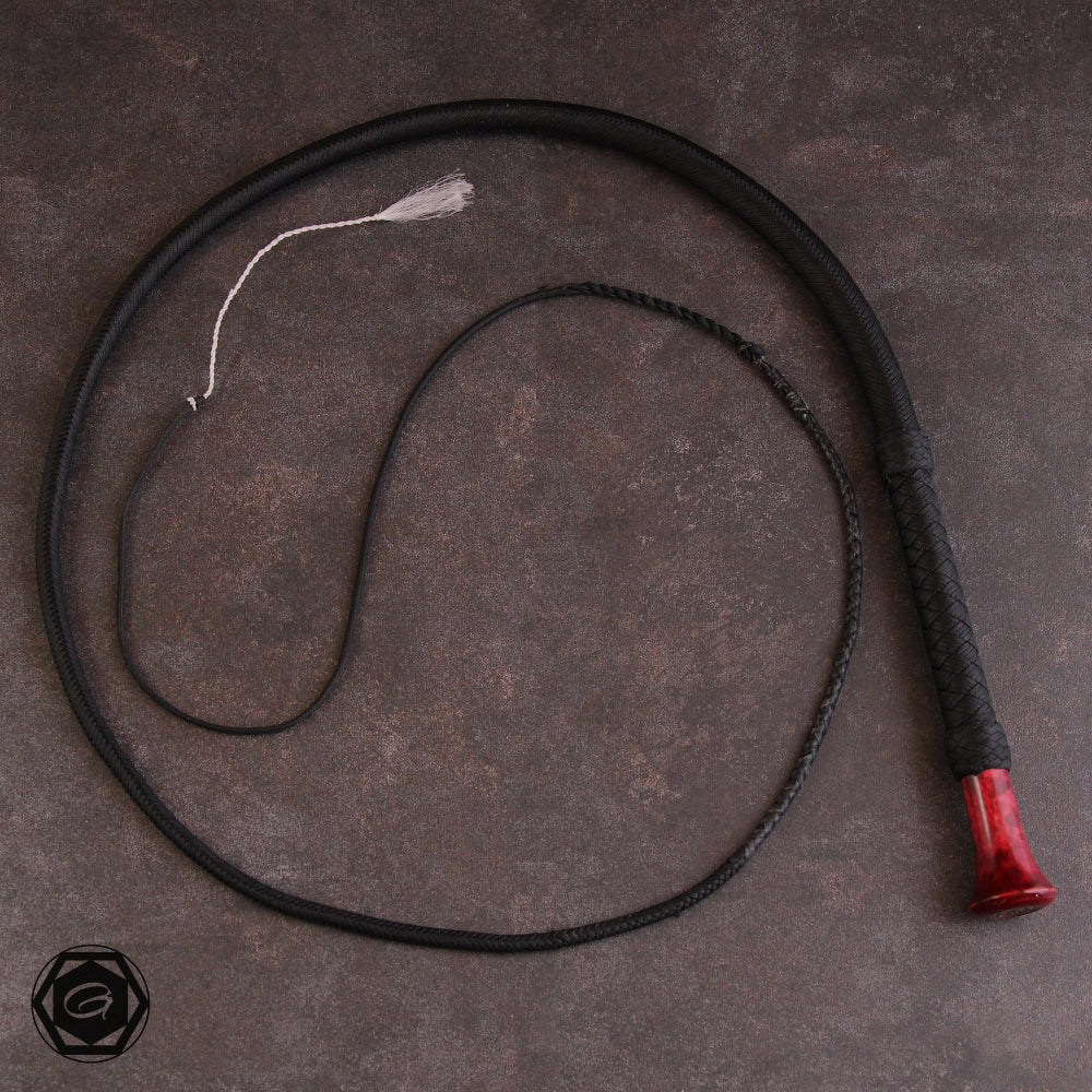 5.2ft 32 plait special bullwhip black/birch burl