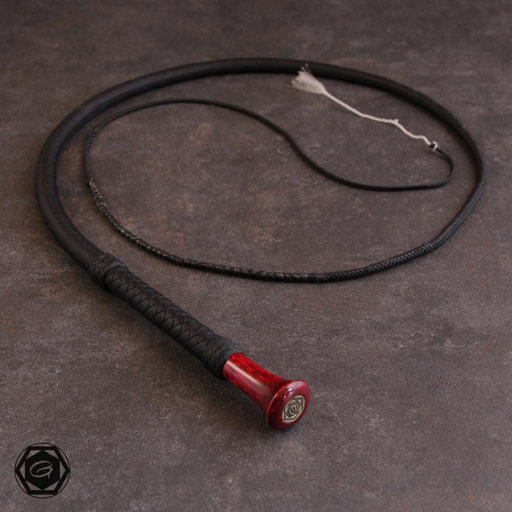 5.2ft 32 plait special bullwhip black/birch burl