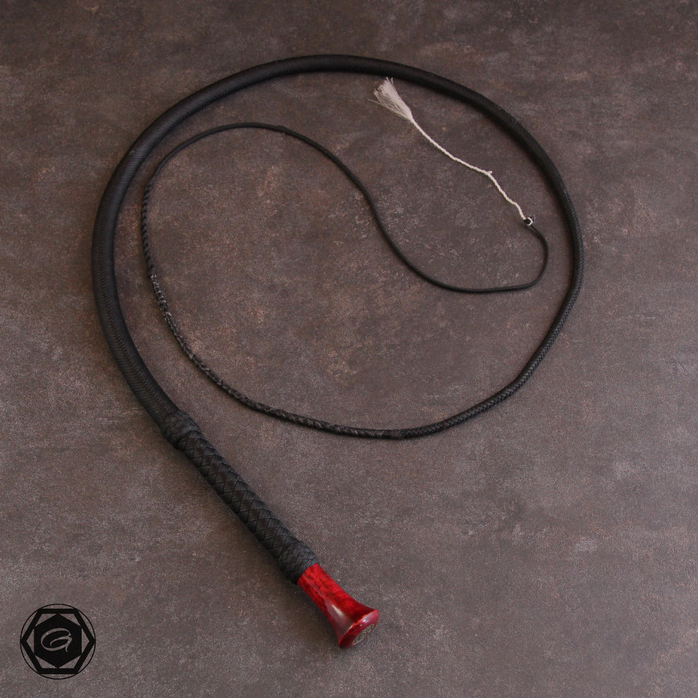 5.2ft 32 plait special bullwhip black/birch burl