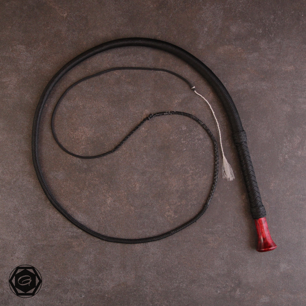 5.2ft 32 plait special bullwhip black/birch burl