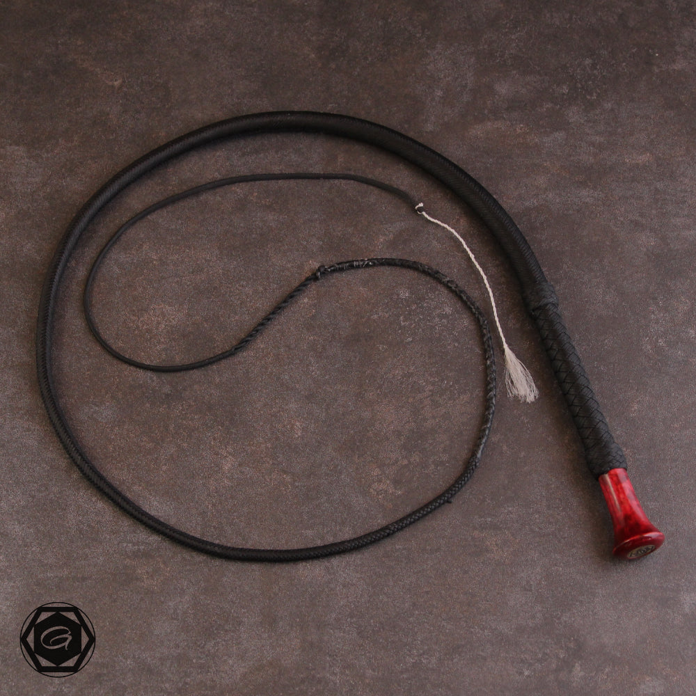 5.2ft 32 plait special bullwhip black/birch burl