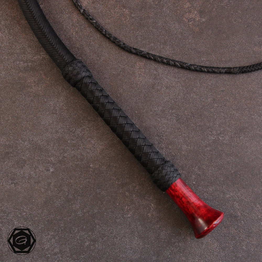 5.2ft 32 plait special bullwhip black/birch burl