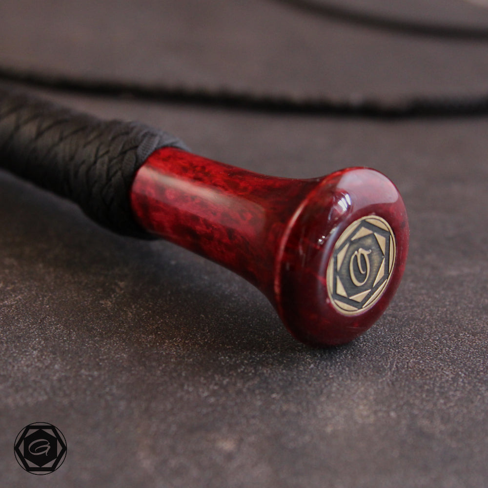 5.2ft 32 plait special bullwhip black/birch burl