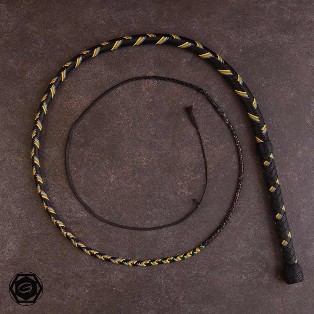 5ft Bullwhip-Geissel Serie 32plait. black/purple/neonorange/neongreen/neonyellow