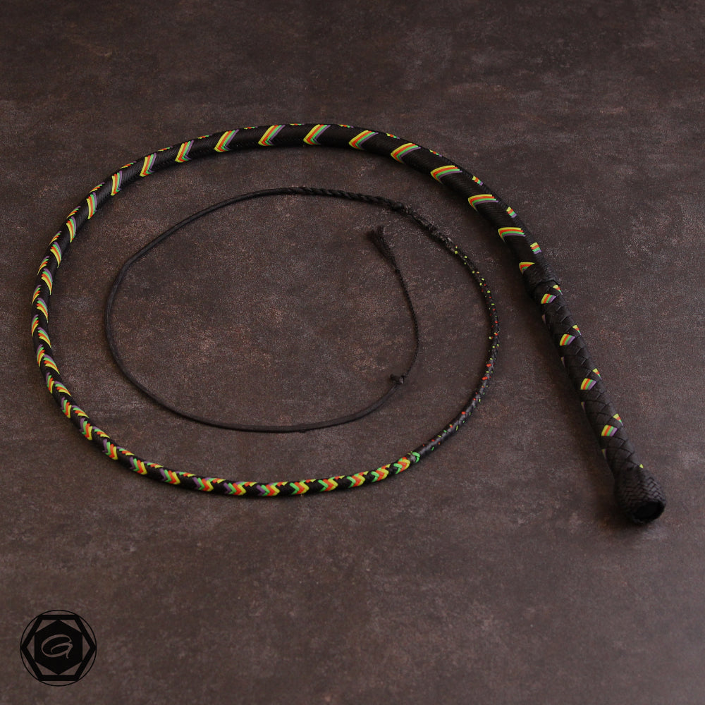 5ft Bullwhip-Geissel Serie 32plait. black/purple/neonorange/neongreen/neonyellow
