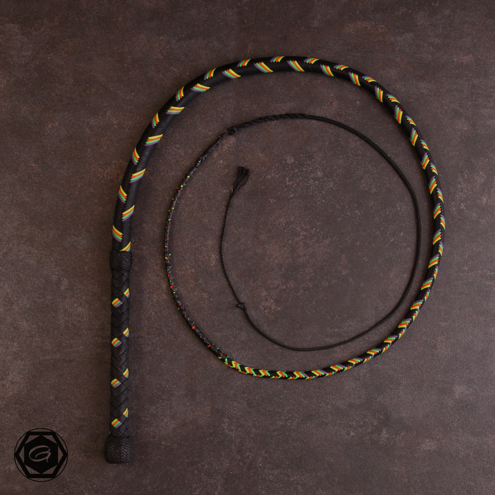 5ft Bullwhip-Geissel Serie 32plait. black/purple/neonorange/neongreen/neonyellow