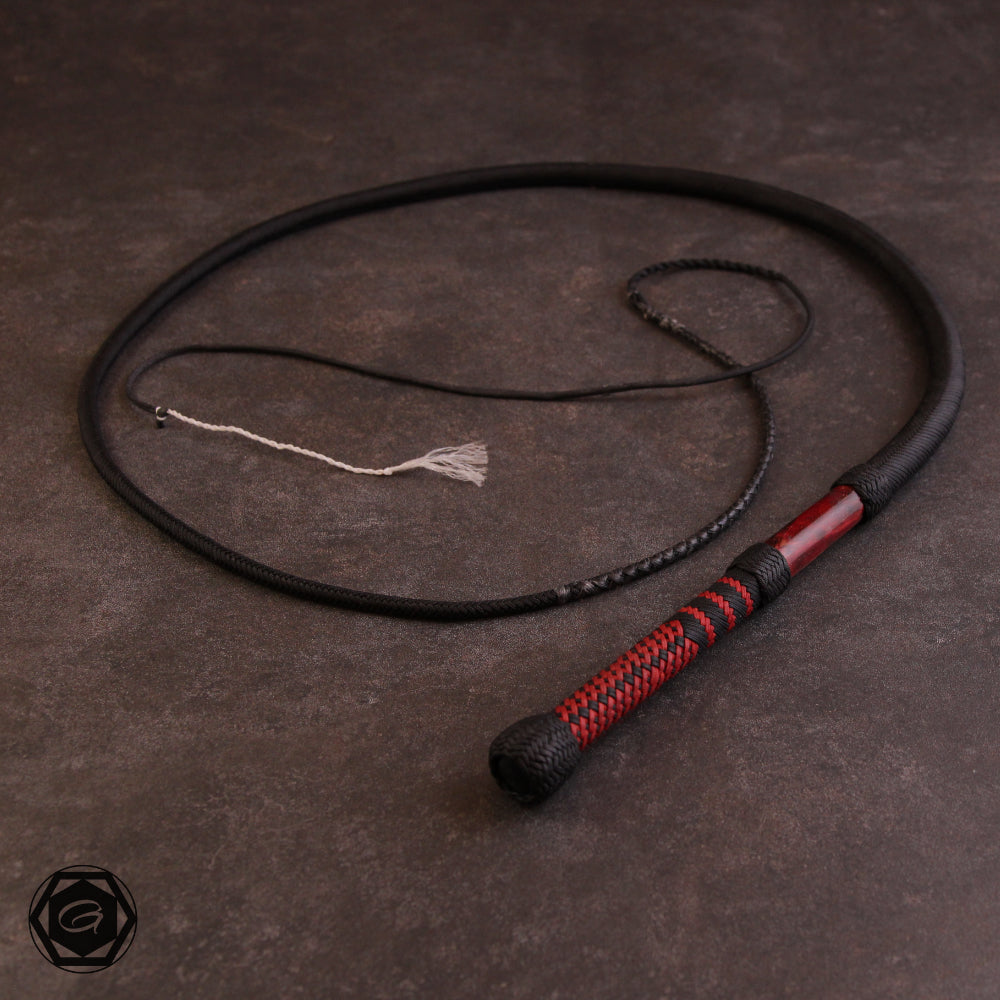 6ft 32 plait special bullwhip 3 black/marmorholz fancy plait